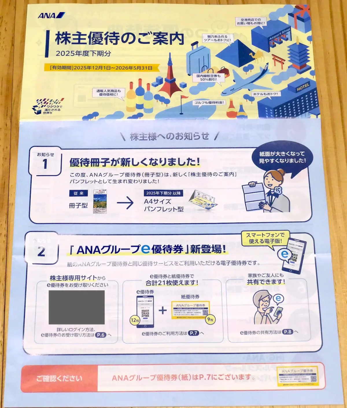 優待の案内冊子（表紙）