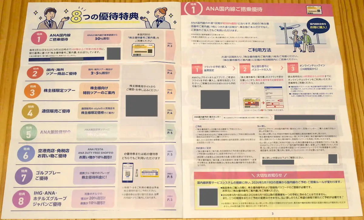 優待の案内冊子（2・3）