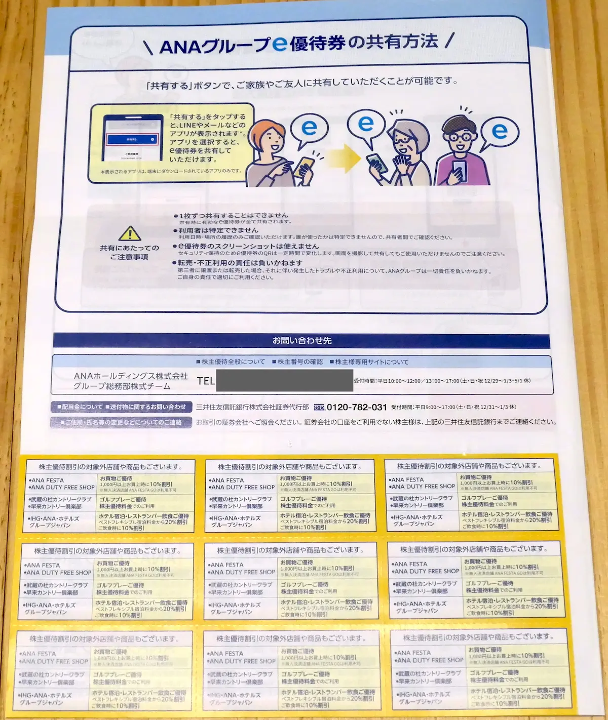 優待の案内冊子（裏表紙）