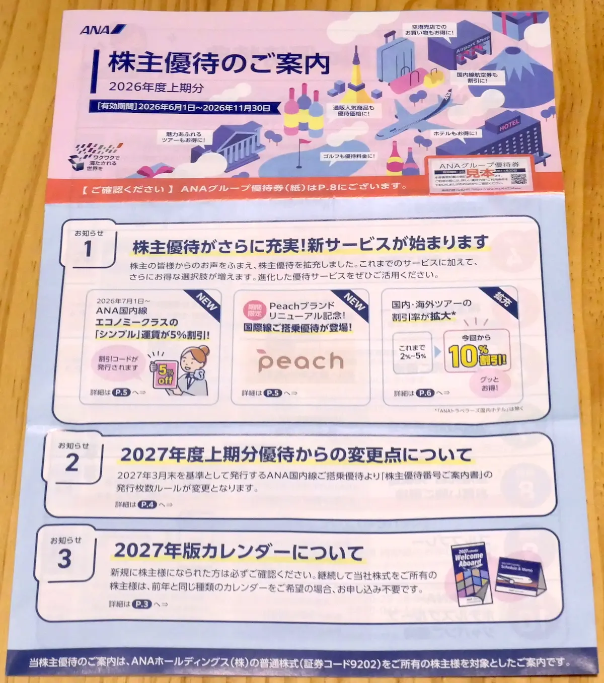 株主優待のご案内(表紙)