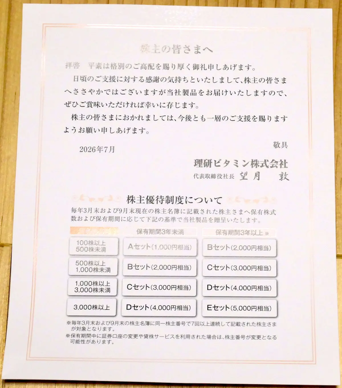 株主へのお便り