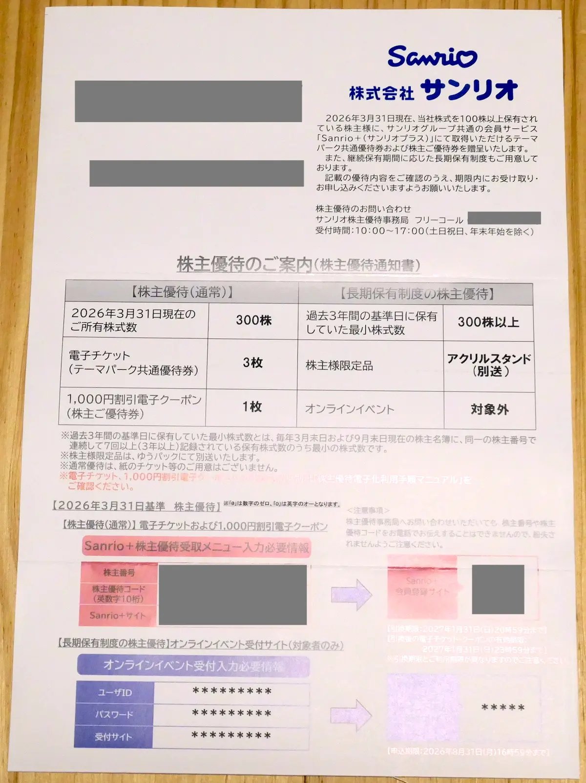 株主優待の案内